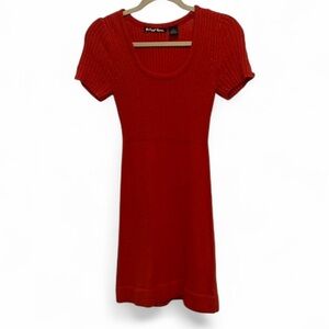 Y2K Planet Gold Burnt Orange Ribbed Short Sleeve Mini Dress